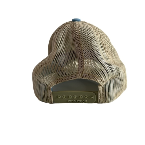 Lake Travis Marina Patch Trucker Hat Snapback Blue Tan Mesh Richardson 112 - Picture 5 of 11